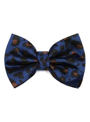 Topman Mens Blue Leopard Print Bow Tie