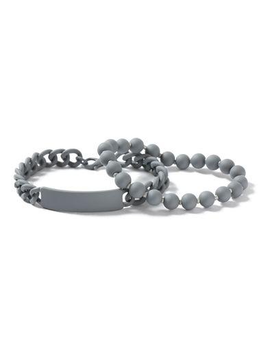 Topman Mens Grey Rubberised Bracelet Pack*