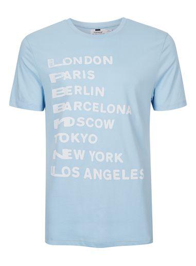 Topman Mens Light Blue City T-shirt