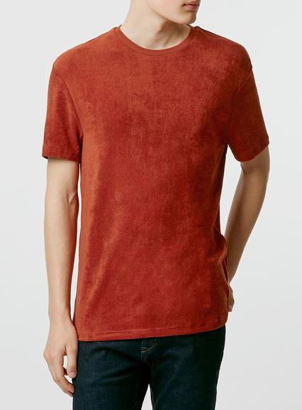 Topman Mens Red Towelling T-shirt