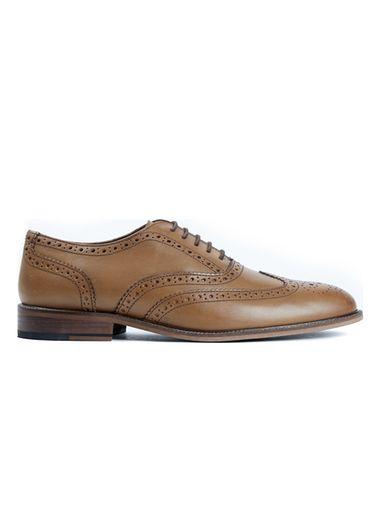 Topman Mens Brown Tan Leather Oxford Shoes