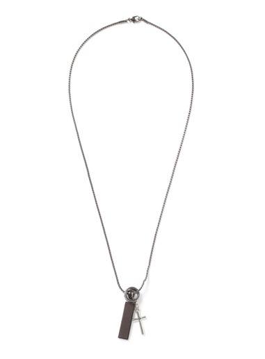 Topman Mens Black Leather Tag Pendant Necklace*