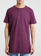 Topman Mens Purple Prune Slim Long Line T-shirt