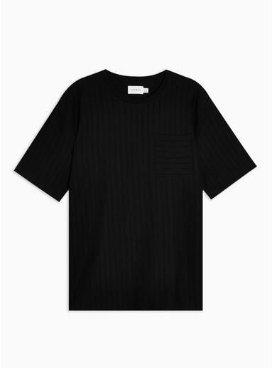 Topman Mens Black Pintuck T-shirt