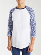 Topman Mens White Stamp Print Raglan T-shirt