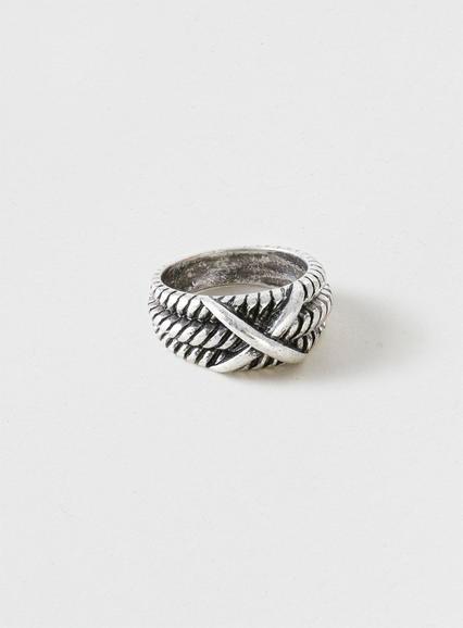 Topman Mens Metallic Engraved Rope Ring
