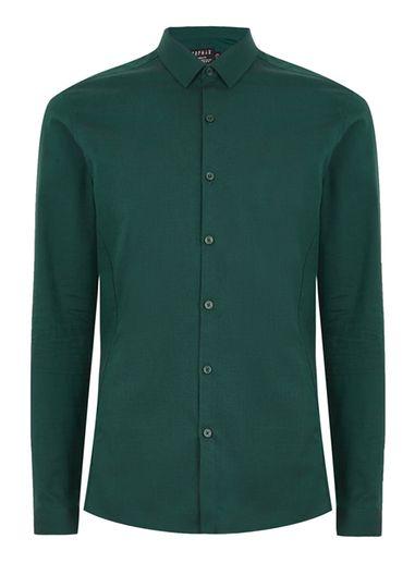 Topman Mens Pine Green Muscle Shirt