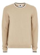 Topman Mens Beige Stone Textured Tipped Sweater