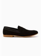 Topman Mens Black Faux Suede Prince Penny Loafers