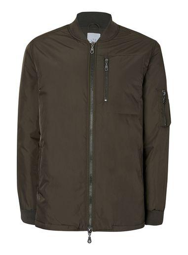 Topman Mens Green Ltd Khaki Borg Lined Bomber Jacket
