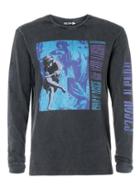 Topman Mens Black Guns N' Roses Print Oversized Long Sleeve T-shirt