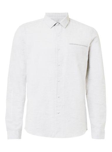 Topman Mens Grey Seersucker Textured Dress Shirt