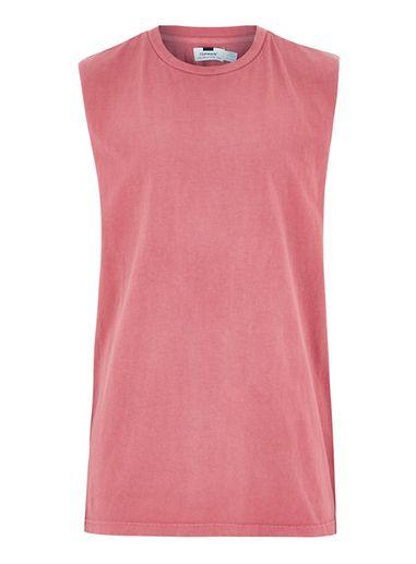 Topman Mens Washed Red Tank Vest
