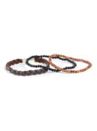 Topman Mens Brown Leather Plait And Bead Bracelet Pack*