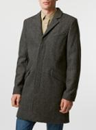 Topman Mens Grey Check Wool Blend Overcoat