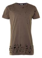 Topman Mens Criminal Damage Brown Distressed T-shirt*