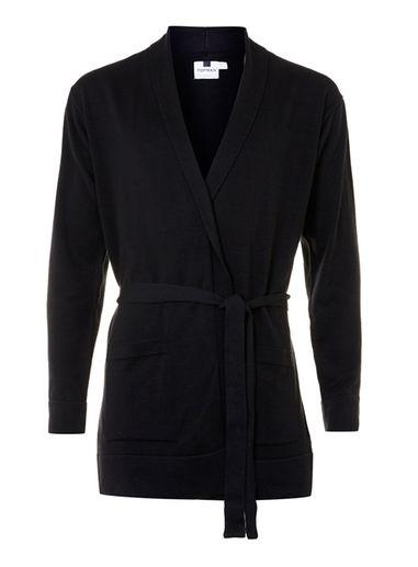 Topman Mens Black Belted Cotton Cardigan