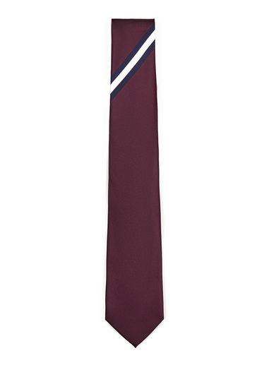 Topman Mens Red Burgundy Stripe Tie