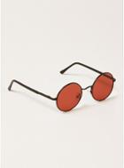 Topman Mens Black And Red Round Sunglasses