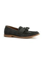 Topman Mens Black Check Canvas Loafers