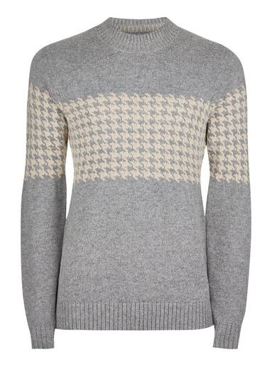 Topman Mens Selected Homme Grey Houndstooth Sweater