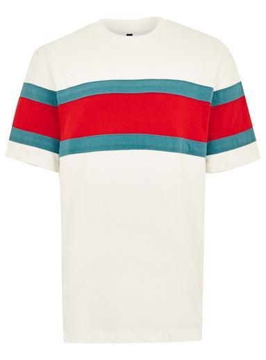 Topman Mens Cream Ecru Panelled T-shirt