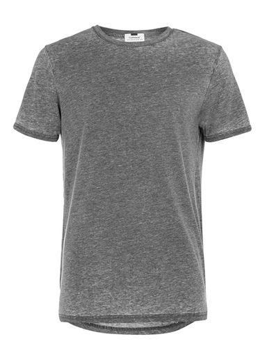Topman Mens Grey Charcoal Burnout Longline T-shirt