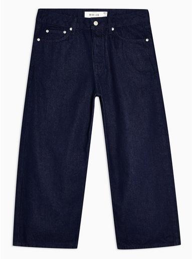 Topman Mens Blue Indigo Wide Leg Cropped Jeans