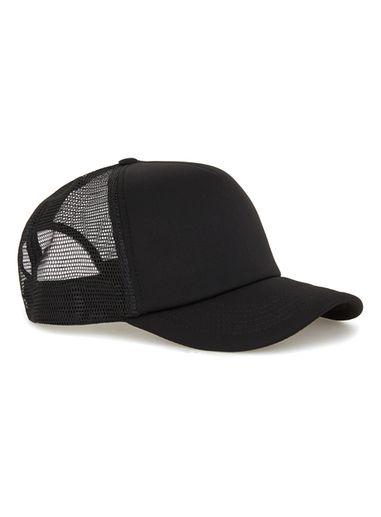 Topman Mens Black Trucker Curve Peak Cap