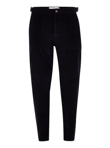 Topman Mens Navy Corduroy Tapered Trousers