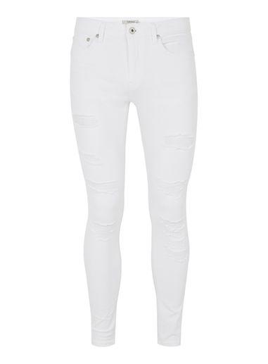 Topman Mens White Extreme Ripped Spray On Jeans
