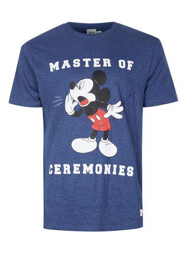 Topman Mens Blue Navy Mickey Mouse T-shirt