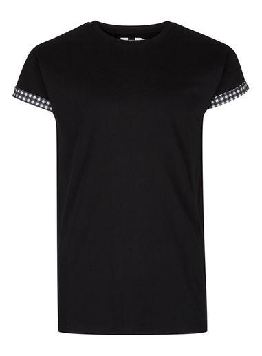 Topman Mens Black And Gingham Roller T-shirt