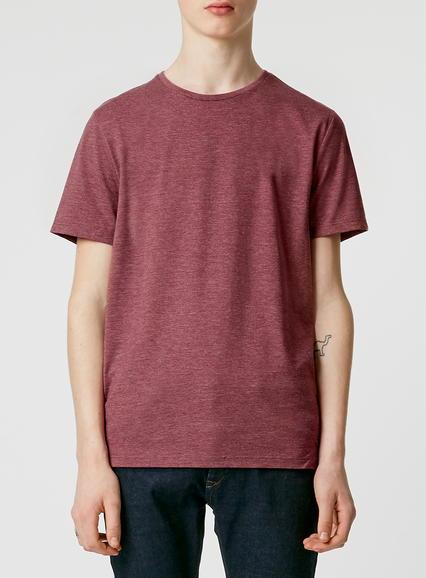 Topman Mens Red Burgundy Slim Fit T-shirt