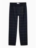 Topman Mens Navy And Yellow Check Trousers With Chain