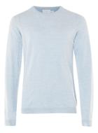 Topman Mens Premium Light Blue Merino Crew Neck Sweater