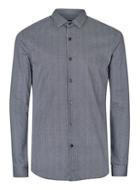 Topman Mens Blue Navy And White Nordic Print Long Sleeve Shirt