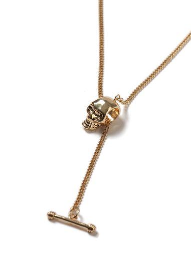 Topman Mens Gold Look Skull And T-bar Necklace*
