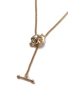 Topman Mens Gold Look Skull And T-bar Necklace*