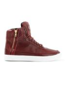 Topman Mens Red Criminal Damage Catana Burgundy Hi Tops