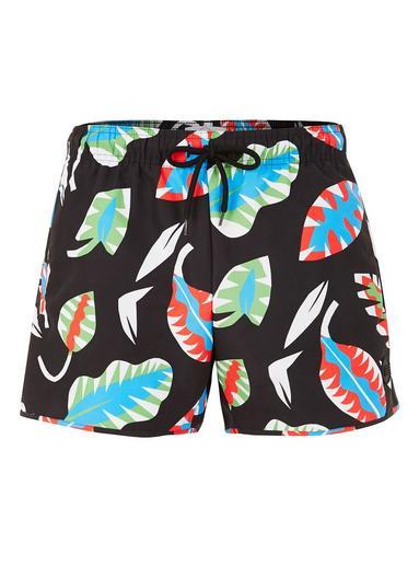 Topman Mens Black Leaf Print Swim Shorts