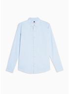 Topman Mens Blue And White Stretch Skinny Oxford Shirt
