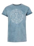 Topman Mens Faded Blue Explore Print Roller T-shirt