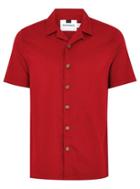 Topman Mens Red Dobby Revere Short Sleeve Shirt