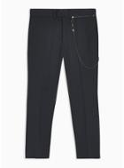 Topman Mens Grey Charcoal Check Skinny Trousers With Chain
