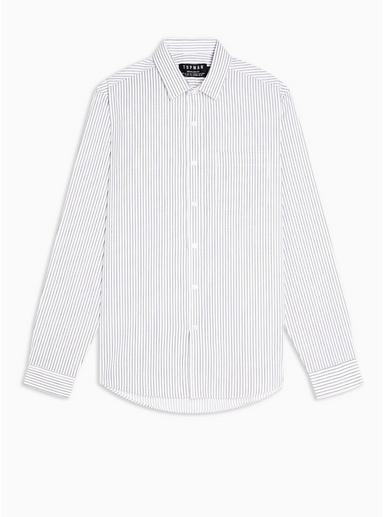 Topman Mens Pink Stripe Slim Shirt