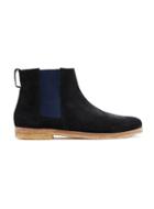 Topman Mens Black And Navy Suede Chelsea Boots