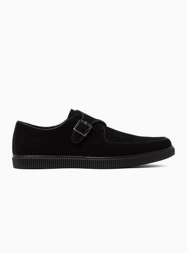 Topman Mens Black Faux Suede Regan Monk Shoes