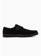 Topman Mens Black Faux Suede Regan Monk Shoes