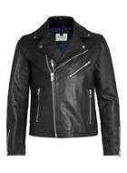 Topman Mens Black Leather Biker Jacket*